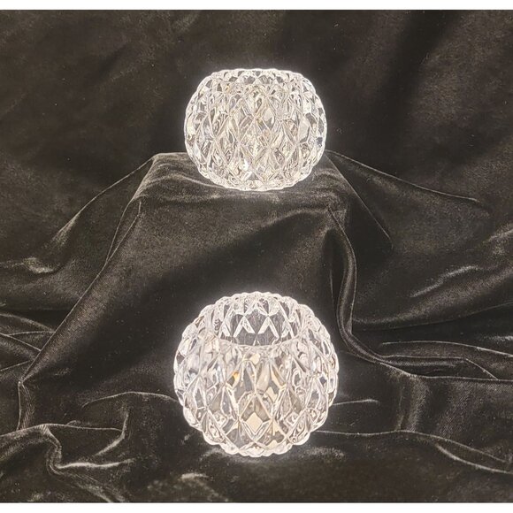 Vintage PartyLite Rockport Crystal Votive Candle Holders, set of 2 - Picture 1 of 16